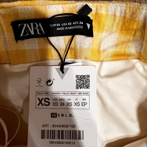 ZARA Yellow Ruched High Waist Mini Skirt size XS NWT - Picture 6 of 7